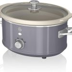 سوان طباخ بطيء ريترو مع 3 اعدادات لدرجة الحرارة، وظيفة الحفاظ على الدفء، 3.5 لتر، 200 واط، رمادي رترو SF17021GRN