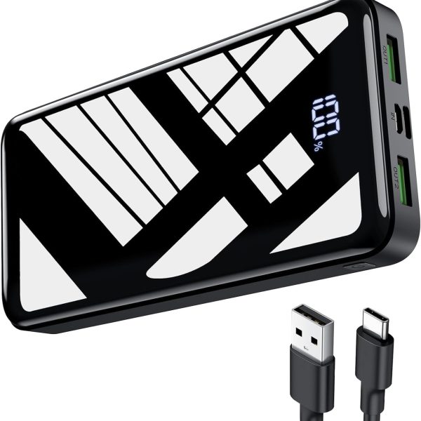 باور بانك 27000 مللي امبير في الساعة، كيو سي 4.0 USB C 22.5 واط شحن سريع بي دي 20 واط، حزمة بطارية الجوال 3 مخارج ومدخلين بسعة عالية متوافق مع الهواتف الذكية