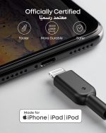 ⁦كابل الطاقة لايتننج باورلاين II من انكر (3أقدام)، ربما الكابل الأكثر متانة في العالم، معتمد من ابل لهواتف ايفون اكس اس، اكس اس ماكس، اكس ار، اكس، 11، 11 بلس، 11، 8/8 بلس، 7/7بلس، /66 بلس (اسود)⁩ - الصورة ⁦3⁩