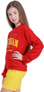 ⁦Nuego Pure Cotton Blend Sweatshirt for Girls Full Sleeve Graphic Printed Girls Sweatshirt Regular Fit Soft Round Neck Sweat shirts for Kids 7-14 Years - Red⁩ - الصورة ⁦3⁩