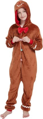 ⁦ACOGNA Elephant Onesie Kids Animal Deer Costume for Girls Boys One Piece Pajamas Cosplay Plush Soft Halloween Sleepwear⁩ - الصورة ⁦7⁩