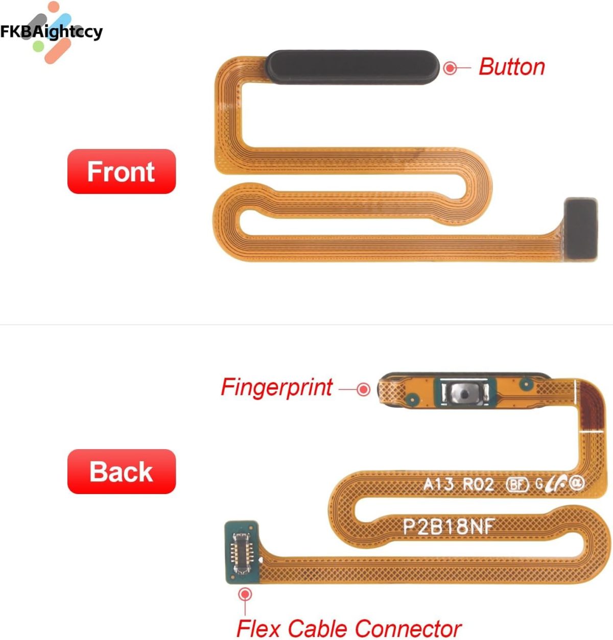 ⁦FKBAightccy for Samsung Galaxy A13 A136U Power On Off Flex Cable Replacement for Galaxy A13 A136U SM-A136B Power Button Fingerprint Sensor Flex Cable⁩ - الصورة ⁦6⁩