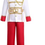 زي الامير الساحر للاولاد الصغار من ازوني، جاكيت الامير الملكي من العصور الوسطى وسروال وتاج للحفلات التنكرية والكرنفال والقصص الخيالية