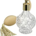 توكسوم زجاجة عطر بتصميم كلاسيكي كريستالي شفاف 80 مل لون ذهبي طويل ومضخة رذاذ قابلة لاعادة الملء