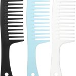 مشط شعر باسنان عريضة لفك تشابك الشعر الطويل للرجال والنساء، مجموعة من 3 قطع للشعر المجعد باسنان مستديرة لتصفيف سلس وتصميم انيق على شكل صالونات التجميل للاستخدام المنزلي اليومي