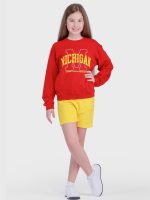 ⁦Nuego Pure Cotton Blend Sweatshirt for Girls Full Sleeve Graphic Printed Girls Sweatshirt Regular Fit Soft Round Neck Sweat shirts for Kids 7-14 Years - Red⁩ - الصورة ⁦6⁩