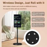 ⁦21.5-Inch Smart Touchscreen Monitor, 1080p Mobile Portable TV Stand on Wheels, Android 14, Built-in 6000mAh Battery, 90° Swivel Rotation, Remote Control, for Home, Bedroom, Gym(Black,6＋128G)⁩ - الصورة ⁦5⁩