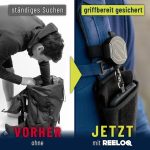⁦REELOQ Pro Smartphone Protection with Backpack for Mobile Phone and Roll-Up Security Cable for Mobile Phone, Black, Strap Version⁩ - الصورة ⁦8⁩