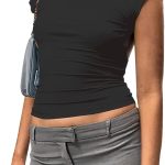 تي شيرت سوراز فاشن، لون نقي لطيف على البشرة، مريح، تطبيق واسع، تي شيرت ناعم بدون ظهر للكريسماس للنساء (XS)