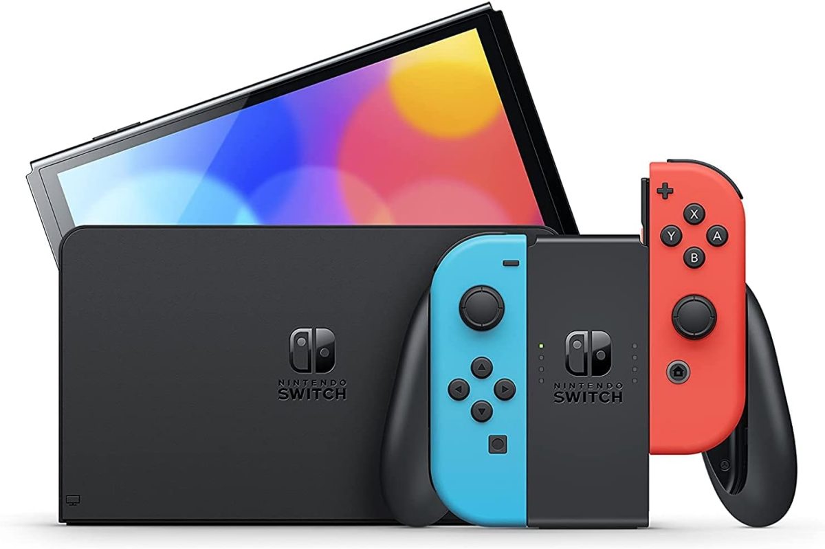 ⁦Nintendo Switch - OLED Model with Neon Red & Neon Blue Joy-Con Region-Free⁩ - الصورة ⁦2⁩