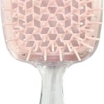 بانانا هوم فرشاة فك تشابك الشعر، فرشاة شعر مضادة للكهرباء الساكنة، مشط تدليك مجوف للشعر الطبيعي المجعد الرطب والجاف الكثيف والطويل (زهري شفاف)