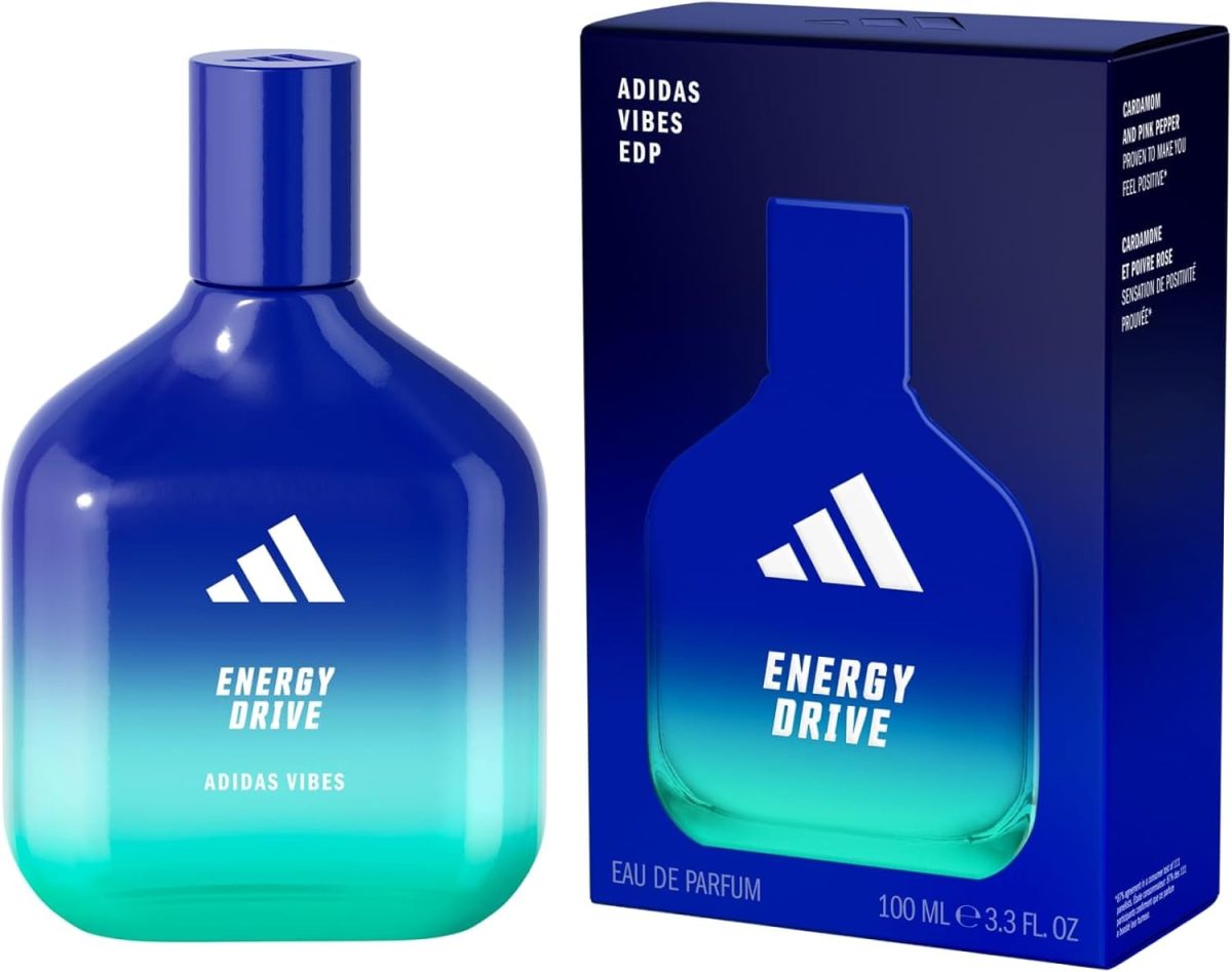 ⁦Adidas Vibes Energy Drive Eau de Parfum For All, Energising and Stimulating, Long Lasting Fragrance, Cardamom and Pink Pepper 100ml (3.3oz)⁩ - الصورة ⁦2⁩