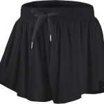 ديباج شورت رياضي بتصميم فراشة للبنات مع جيب للرياضة والجري والتشجيع