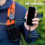 ⁦REELOQ Pro Smartphone Protection with Backpack for Mobile Phone and Roll-Up Security Cable for Mobile Phone, Black, Strap Version⁩ - الصورة ⁦2⁩