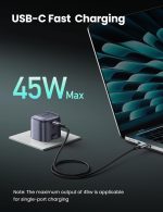 ⁦يوجرين شاحن غان 45 واط بمنفذين USB نوع C قابل للطي 45 واط، محول ايباد سريع جالكسي تاب بلوك 25 واط لسامسونج S25 الترا، ايفون 17 برو ماكس، ماك بوك اير، ايباد، الخ من نيكسود⁩ - الصورة ⁦9⁩