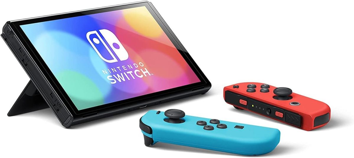 ⁦Nintendo Switch - OLED Model with Neon Red & Neon Blue Joy-Con Region-Free⁩ - الصورة ⁦3⁩