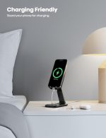 ⁦لاميكال حامل موبايل قابل للطي للمكتب - حامل موبايل بارتفاع قابل للتعديل، حامل موبايل محمول لسطح المكتب متوافق مع ايفون 16 15 14 13 برو ماكس ميني، 12 11 XR X 8 بلس SE، الهواتف الذكية⁩ - الصورة ⁦3⁩