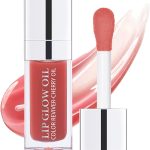 زيت ملمع الشفاه المرطب من مينفي - ملمع مرطب، ملون شفاف غير لاصق مغذي يدوم طويلا، منتج للعناية بالشفاه الجافة (وردي)