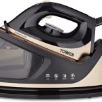 تاور مولد بخار سيراجلايد T22023GLD مع زر لقطة البخار، 3 اعدادات لدرجة الحرارة، 1.2 لتر، 2700 واط، ذهبي فاتح واسود