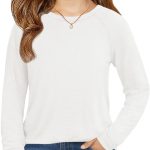 هالو مونينغ قمصان راجلان باكمام طويلة للبنات والاطفال بحاشية منحنية ورقبة دائرية بدون طوق تيشيرتات عصرية 5-14 سنة