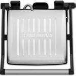 شواية كهربائية فليكسي غير لاصقة من جورج فورمان - شواية مفتوحة مسطحة 1800 واط، مكبس بنيني وصانع الساندويتشات، صينية تنقيط مدمجة للاستخدام في المنزل والمطاعم والمكتب - 26250 (ابيض ذهبي)