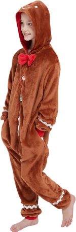 ⁦ACOGNA Elephant Onesie Kids Animal Deer Costume for Girls Boys One Piece Pajamas Cosplay Plush Soft Halloween Sleepwear⁩ - الصورة ⁦2⁩