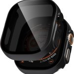 كاستويف حافظة شاشة حماية للخصوصية 49 ملم لساعة ابل الترا/الترا 2، عبوة من قطعتين مضادة للخدش، مضادة للتجسس، رفيعة للغاية، انيقة، مقاومة للماء، شاشة حماية من الزجاج المقوى (اسود)