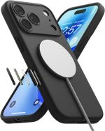 Ringke Silicone Magnetic Compatible with iPhone 17 Pro Max Case Back Cover Strong Magnet [3-Layer Liquid Silicone] Long Lasting Silky Feel Anti-Fingerprint - Black