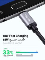 ⁦وجرين -كابل شاحن مايكرو يو اس بي كابل البيانات شاحن سريع متوافق مع سامسونج غالاكسي، LG، نوكيا، PS4 وأكثر - 1 متر اسود⁩ - الصورة ⁦3⁩