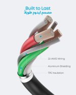 ⁦كابل الطاقة لايتننج باورلاين II من انكر (3أقدام)، ربما الكابل الأكثر متانة في العالم، معتمد من ابل لهواتف ايفون اكس اس، اكس اس ماكس، اكس ار، اكس، 11، 11 بلس، 11، 8/8 بلس، 7/7بلس، /66 بلس (اسود)⁩ - الصورة ⁦5⁩