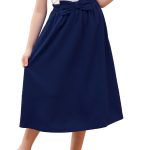 جورليا تنورة ماكسي للبنات بتصميم ايه لاين وعقدة فيونكة وخصر مرتفع مع جيوب لعمر 4-14 سنة