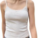 بلوزة نسائية من سيواتين واي 2 كيه لطيفة بحواف دانتيل وفيونكة مدببة محبوكة بدون اكمام وقصة ضيقة للصيف والخروج للبنات