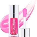 ملمع شفاه ملون بزيت التوت الشفاف المرطب، زيت العناية بالشفاه غير اللاصق مع لمسة نهائية زجاجية، يغذي ويصلح وينعم الشفاه