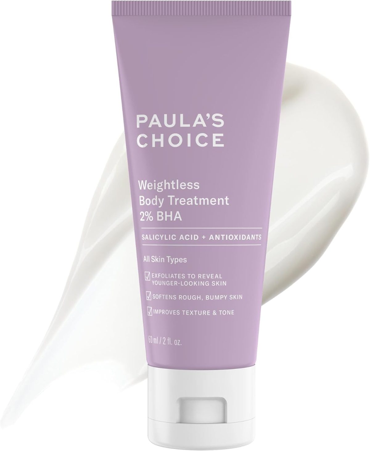 Paula's Choice Weightless Body Treatment 2% BHA, Salicylic Acid & Chamomile Lotion Exfoliant, Moisturizer for Keratosis Pilaris (KP) Prone Skin & Clogged Pores, Fragrance-Free & Paraben-Free, 2 Ounces