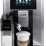 ماكينة بريمادونا سول لتحضير القهوة وتحويلها من الحبوب الى الكوب من ديلونجي، ماكينة تحضير الاسبريسو وكابتشينو واللاتيه الاوتوماتيكية بالكامل، الافضل لاستخدام المكتب والمنزل، Ecam610.75.Mb، فضي واسود