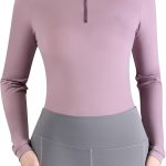 هاريسون هاوارد قميص نسائي باكمام طويلة يمتص العرق وسريع الجفاف لركوب الخيل مع طبقة اساسية بسحاب 1/4