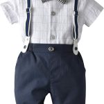 ايمز بارلي ملابس صيفية للاطفال حديثي الولادة مكونة من قطعتين مكونة من قميص وربطة عنق وفيونكة