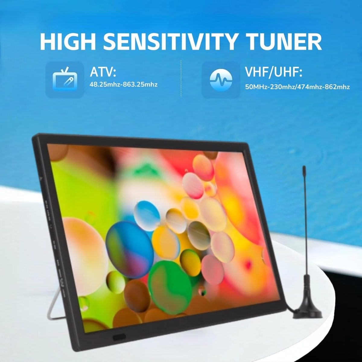 ⁦Yoidesu Portable LED TV 16 Inch, Digital TV 1080P with ATSC Tuner, Rechargeable Car TV LED Monitor Wide Screen Television, HDMI, USB, AV Input, Monitor, 4fgq5yza21⁩ - الصورة ⁦7⁩