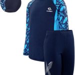 طقم ملابس سباحة للاولاد للحماية من الطفح الجلدي مكون من 3 قطع قمصان سباحة باكمام طويلة سريعة الجفاف مع سروال داخلي