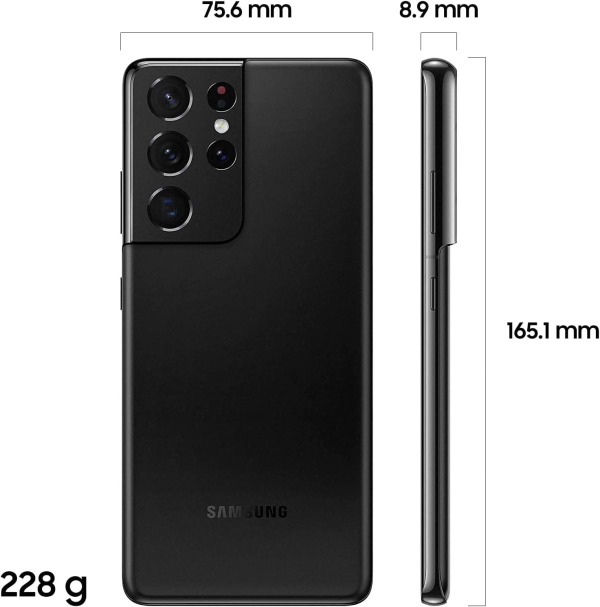 ⁦SAMSUNG Galaxy S21 Ultra 5G SM-G998B/DS 512GB 16GB RAM International Version - Phantom Black (Renewed)⁩ - الصورة ⁦2⁩
