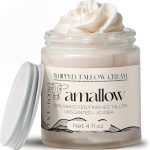 شحم بقري مغذي على العشب بنسبة 100% من امالو للعناية بالبشرة - الوجه والجسم - مرطب مخفوق للبشرة الحساسة - لوشن طبيعي، 4 اونصة سائلة (غير معطر + زيت الجوجوبا)