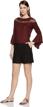 ⁦بلوزة بقصة عادية ولون واحد للنساء من كريف⁩ - الصورة ⁦5⁩