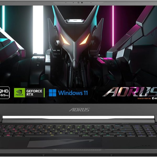 جيجابايت اوروس 15X: 15.6 انش 16:9 اطار رفيع QHD 2560x1440 165Hz انفيديا جيفورس RTX 4070 GPU 8GB GDDR6، انتل كور i9-13980HX، 16GB DDR5 RAM، 1TB SSD، ويندوز 11 هوم (AORUS 15X ASF-D3US754SH)، اسود
