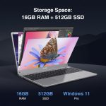 ⁦لابتوب ايكوهيرو ويندوز 11 بشاشة 15.6 انش FHD (1920×1080) IPS، انتل كور i3-5005U، ذاكرة RAM 16GB وSSD 512GB، واي فاي 2.4G/5G، بلوتوث 5.0 وار جيه 45، وظائف بالكامل، نوع C، سبيس⁩ - الصورة ⁦4⁩
