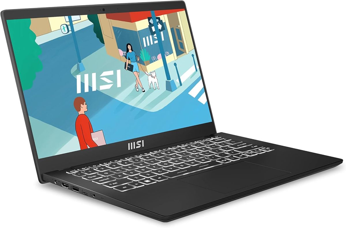 ⁦MSI لابتوب مودرن 14 14 انش: انتل كور i5-1155G7، انتل ايريس اكس اي، 8GB DDR4، 512GB NVMe SSD، وضع مسطح 180 درجة، USB نوع C، قارئ بطاقات MicroSD، ويندوز 11 برو، اسود كلاسيكي C11M-065US⁩ - الصورة ⁦2⁩