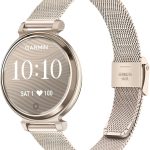 تروميير سوار بديل لساعة جارمين ليلي 2 الذكية، سوار معدني شبكي من الستانلس ستيل بلون ذهبي كريمي لساعة جارمين ليلي 2 فقط