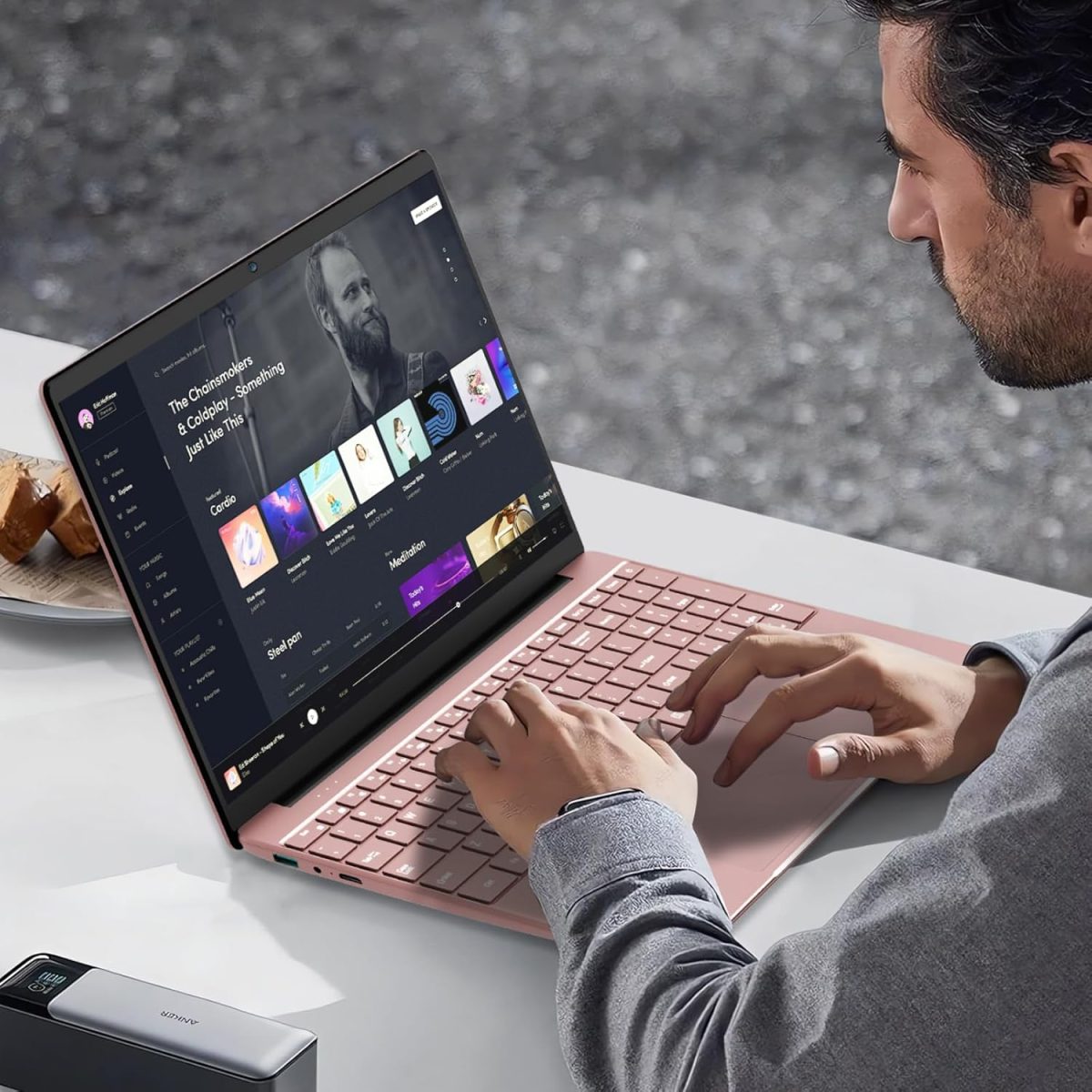 ⁦لابتوب العاب 15.6 انش، معالج N95 (4C4T، 1.7-3.4GHz) 16GB RAM 512GB PCIe SSD، شاشة FHD، كيبورد باضاءة خلفية، فتح بصمة الاصبع، لابتوب للاعمال والطلاب ويندوز 11 برو، روز جولد⁩ - الصورة ⁦7⁩