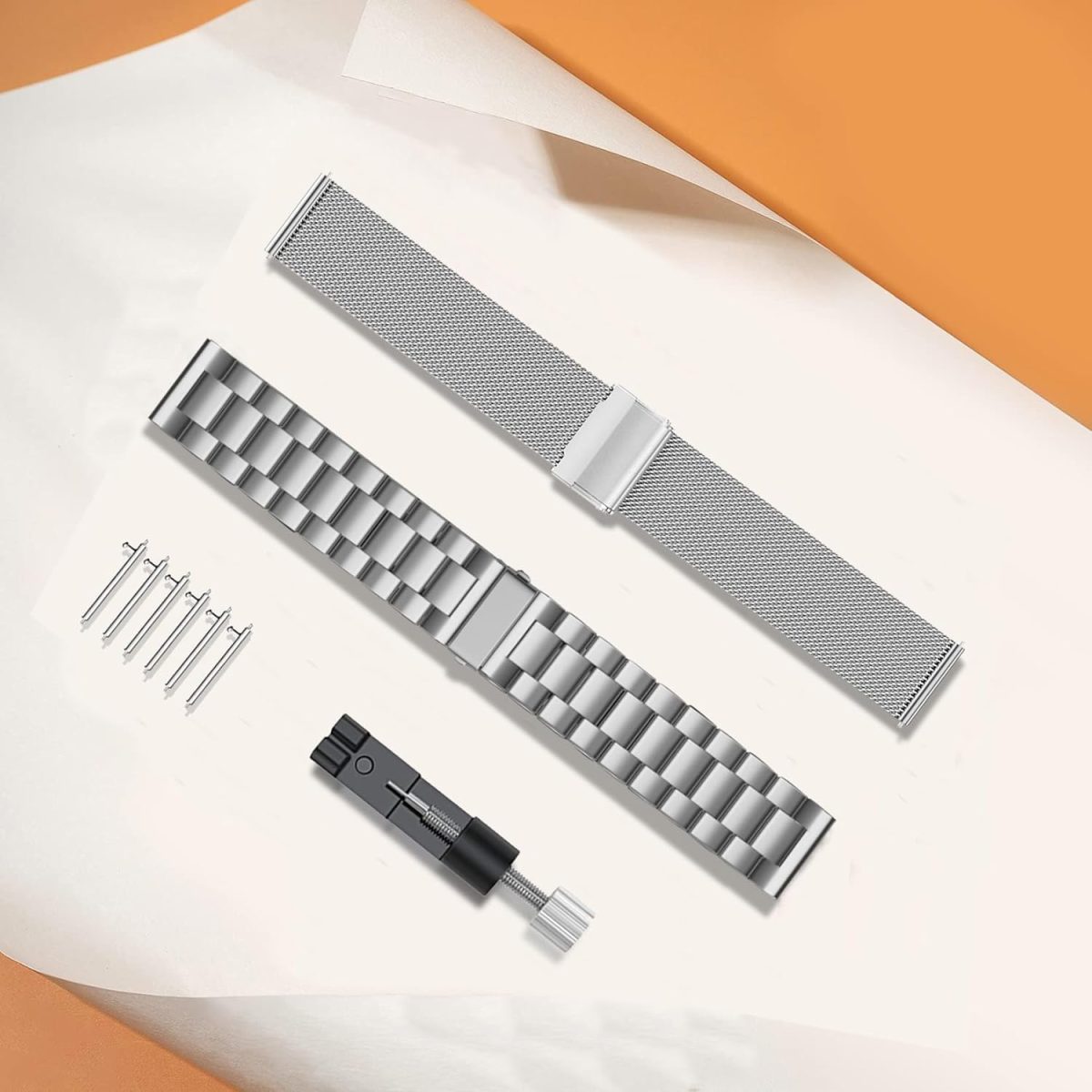 ⁦CUNUJIX Pack of 2 Replacement for Amazfit GTR Mini/GTS 4 Mini/GTS 4/GTS 3/GTS 2 Mini/GTS 2e/GTS 2/GTS Bracelet, Metal Mesh Stainless Steel Watch Strap Replacement Strap for Amazfit Bip/Bip U Pro/Bip 3⁩ - الصورة ⁦2⁩