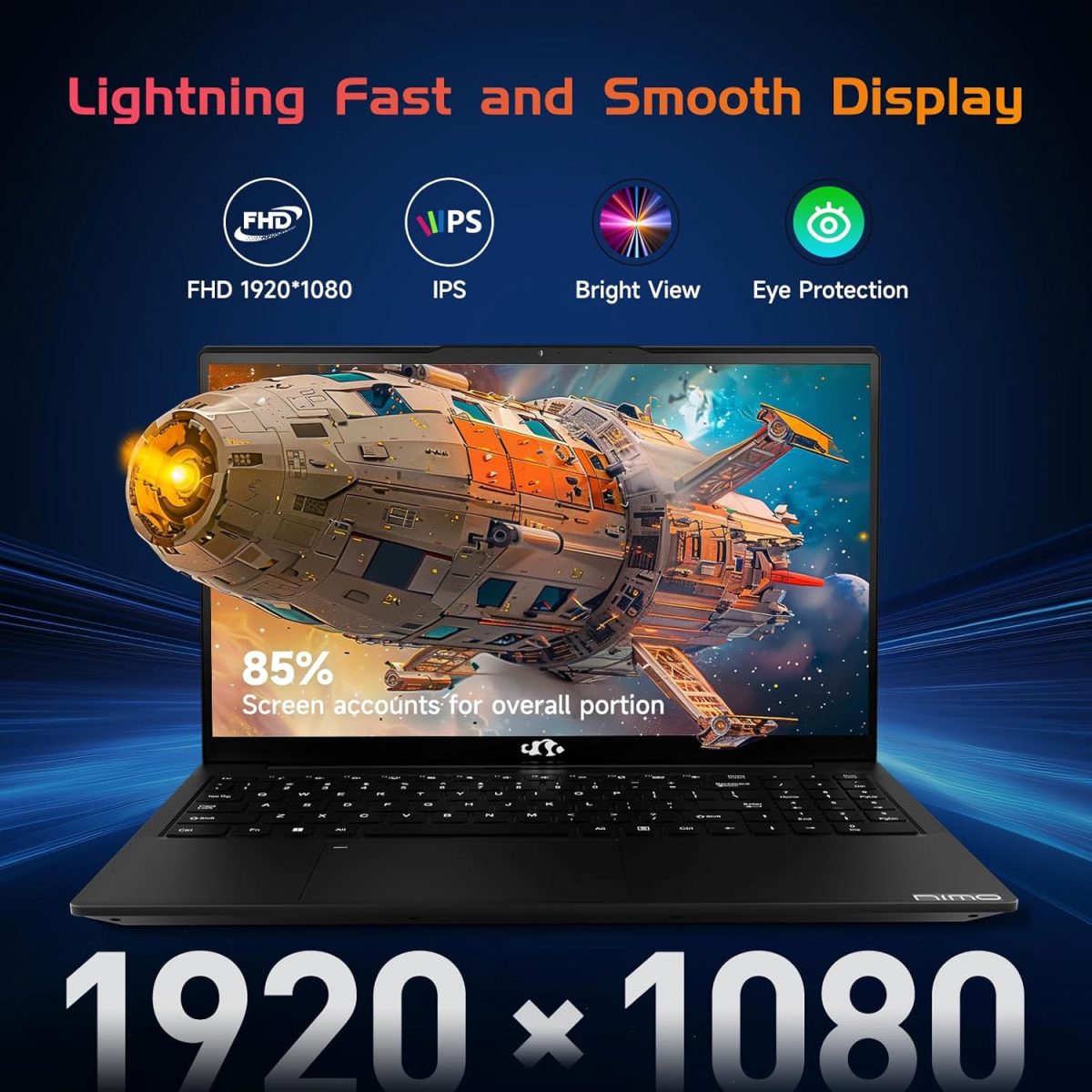 ⁦NIMO 15.6'' FHD IPS Gaming-Laptop, AMD Ryzen 9 8945HS 8-Cores Radeon 780M GPU 16GB DDR5 RAM 1TB SSD(Beat i9-13900H, Up to 5.2GHz) Computer with 100W Type C Fingerprint Backlit Keyboard Win 11⁩ - الصورة ⁦2⁩
