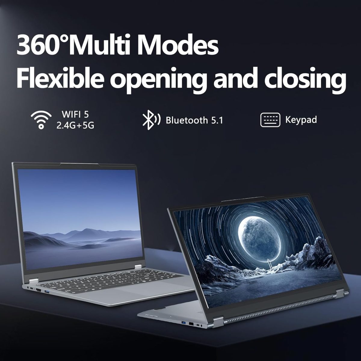 ⁦لابتوب تونهايل 15.6 انش 2 في 1 بشاشة لمس رايزن R3-3200U (حتى 3.5GHz)، 16GB RAM 512GB SSD، 1920X1080 FHD، واي فاي 5 بلوتوث 5.1، كيبورد باضاءة خلفية، شاشة لمس دوارة 360 درجة⁩ - الصورة ⁦2⁩